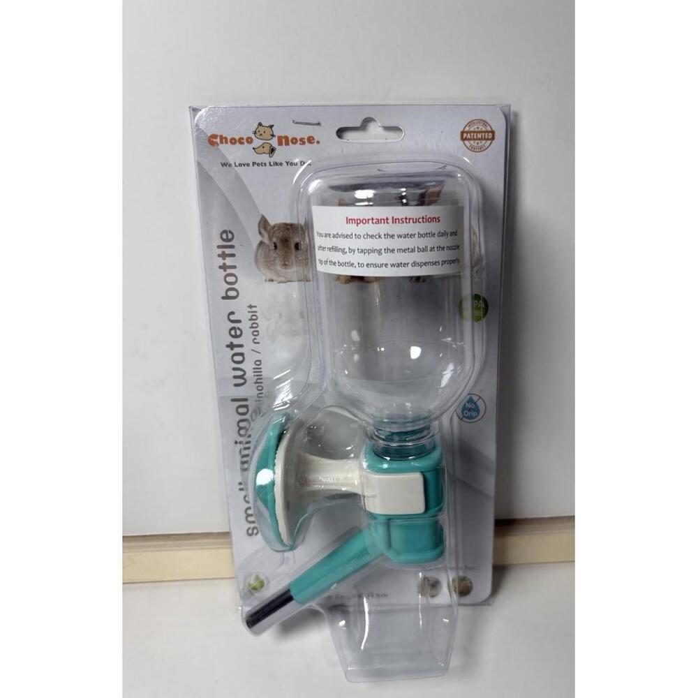 Choco Nose Small Animal Water Bottle No Drip Leak Proof 11.2 oz Crate Cage